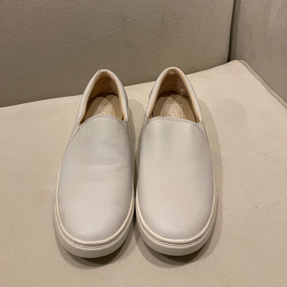 Ugg white leather slip ons